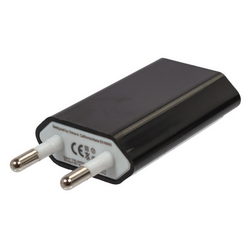 Charger (input 220V output USB 5V 1A) for mobile phone Apple black