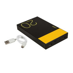 External battery GOLF HIVE20 Li-Polymer 2xUSB 5V 20000mAh 151x89x21mm for mobile phone black / yellow