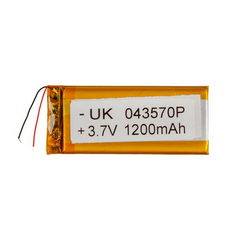 Полимерный аккумулятор UK 043570P 3,7V 1200mAh 34x78x??mm