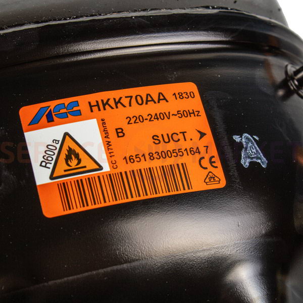 Compressor for refrigeration. ACC HKK70AA R600a 117W (with starting relay) Electrolux