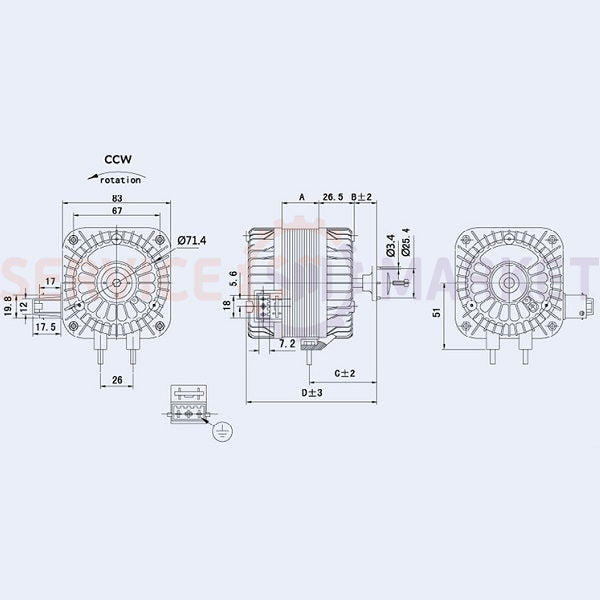 Weiguang YZF 16-25 16W blower motor