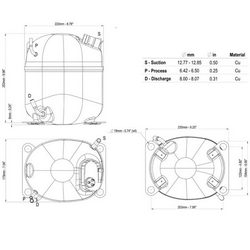 Compressor for refrigeration EMBRACO ASPERA NJ6226ZX R134a 2973W (with starting relay 3PHASE)