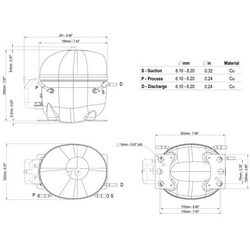 Compressor for refrigeration EMBRACO ASPERA NEU6212U R290 850W (with starting relay CSIR)