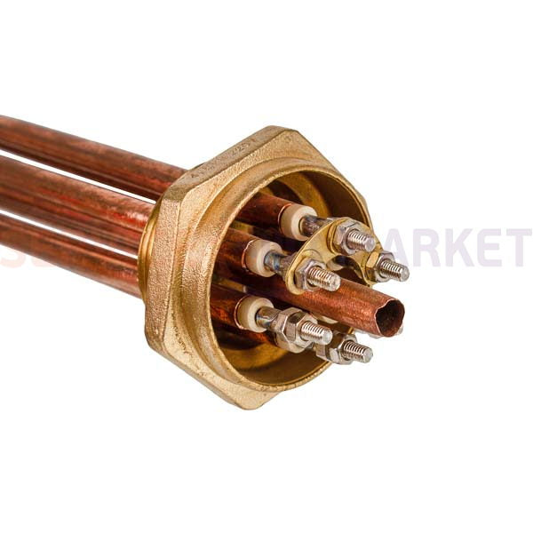 Heating element block 4500W 220V (copper), L=255mm nut 1.5" (48mm) for electric boiler SANAL