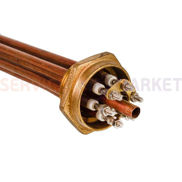 Heating element block 9000W 220V (copper), L=370mm nut 1.5" (48mm) for electric boiler SANAL