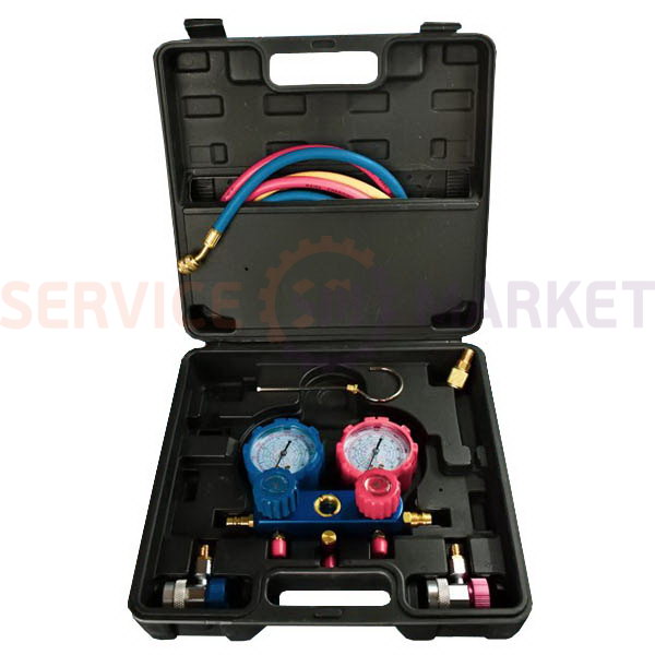 Манометрический коллектор 2- вентильный SC (R410 R22 R134a R404a)+шланги 2шт.x900mm+2 автомуфт