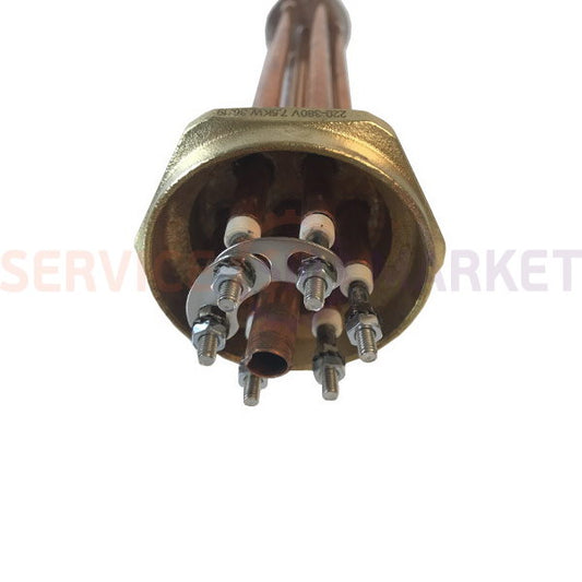 Heating element block 7500W 220V (copper), L=330mm nut 2" for electric boiler SINAN