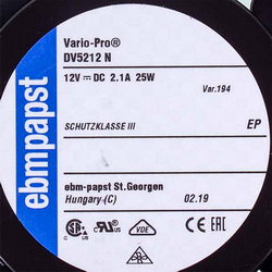 Fan Rational 40.00.474 EBM-PAPST DV5212N 12V DC 2.1A 25W (127x127x38mm)