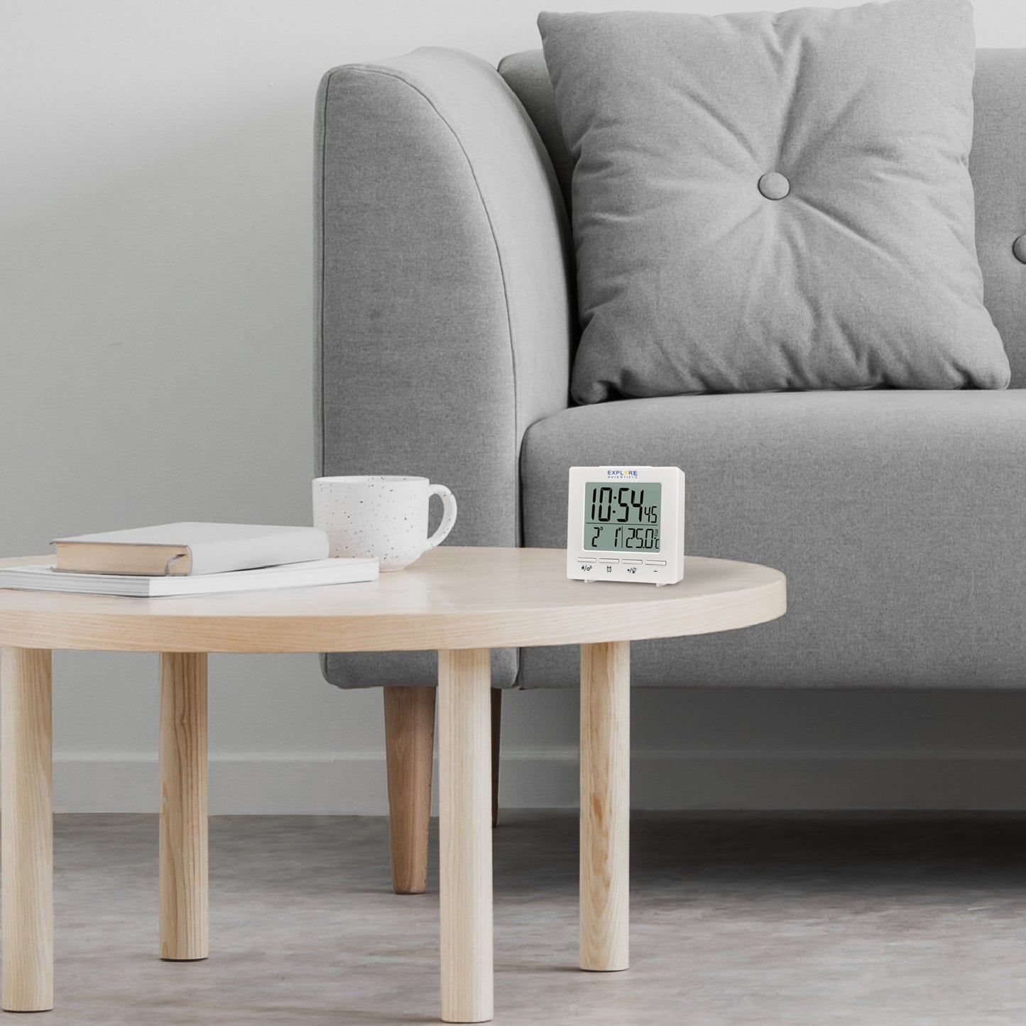 Explore Scientific Mini RC Alarm White Table Clock (RDC1005GYELC2)