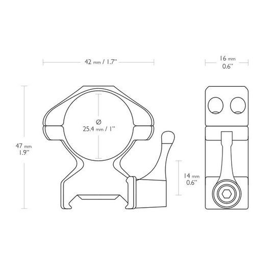 Hawke Precision Fast Release Rings 1"/Weaver/High (23012)