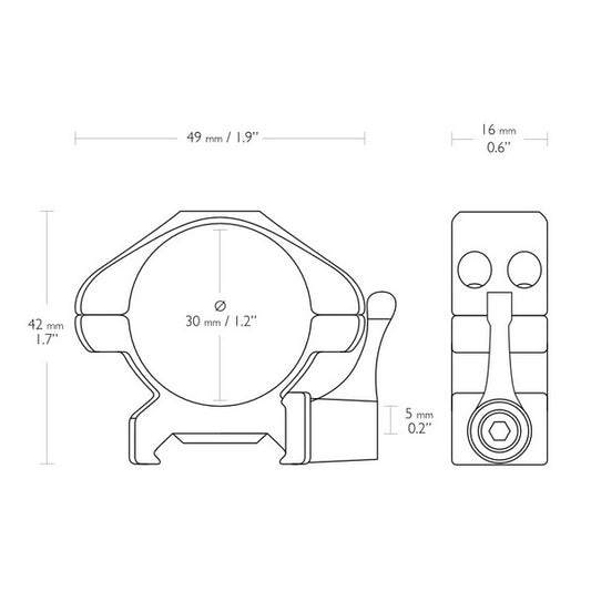 Hawke Precision Fast Release Rings 30mm/Weaver/Low (23015)