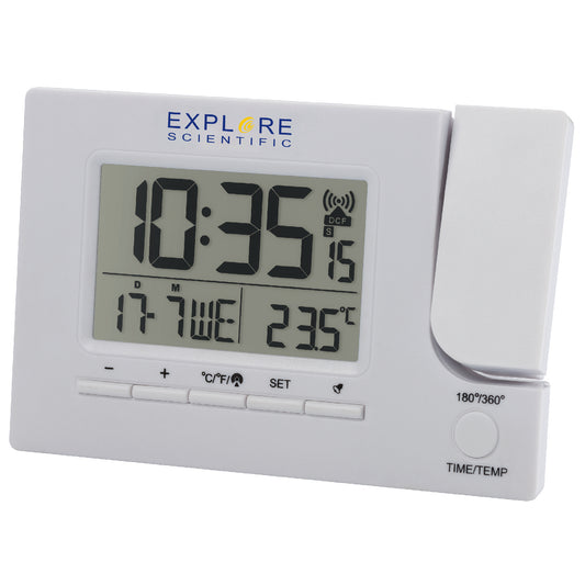 Explore Scientific Slim Projection RC Dual Alarm White (RDP1003GYELC2) Projection Clock