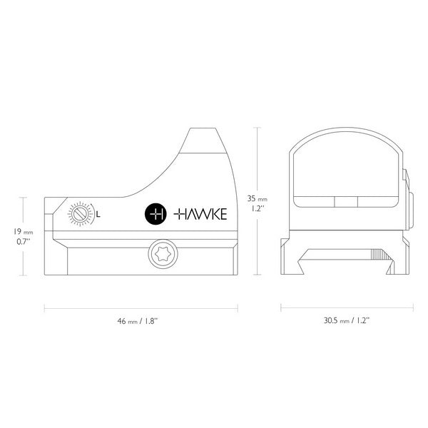 Hawke MRD1x WP Digital Control 3 MOA (Weaver) collimator sight