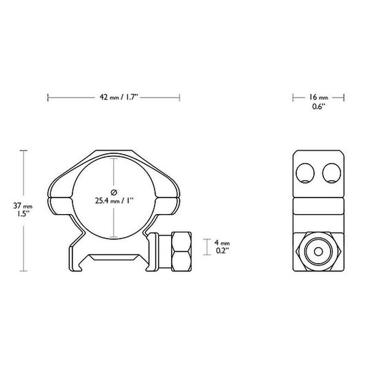 Hawke Precision 1"/Weaver/Low Rings (23000)