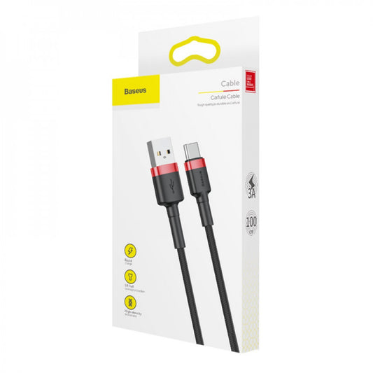 USB C cable 3A (0.5m) – Baseus (CATKLF-A) Cafule Series – CATKLF-A91 Red + Black