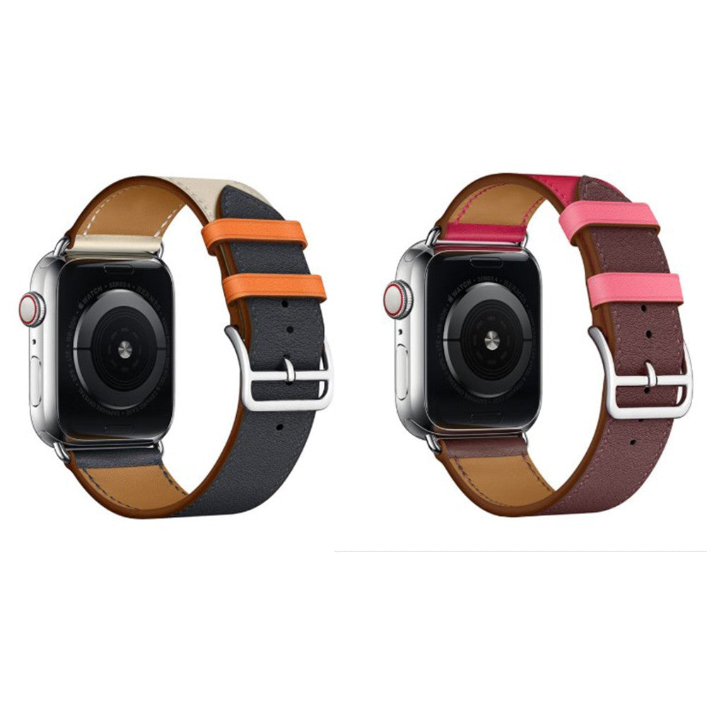 Reminets Leather Series Hermes – Apple Watch 42 mm | 44mm | 45mm | 49 mm - Rose Red/Brown