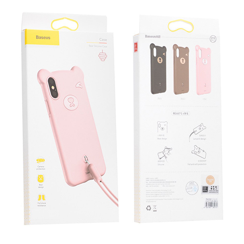 Baseus Bear Silicone Case - iPhone X; XS - Pink