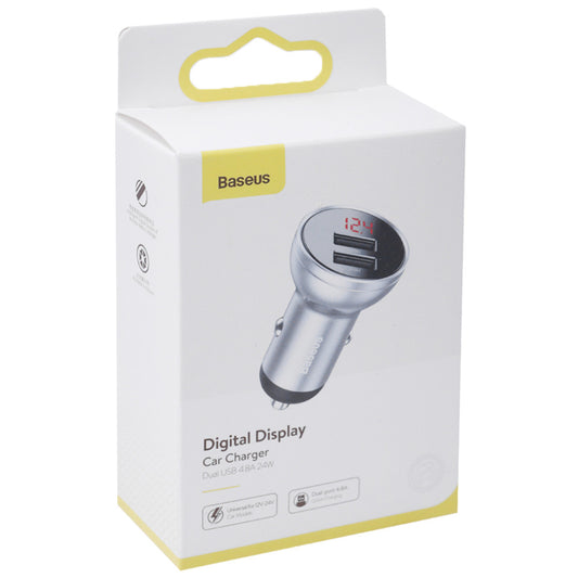 Car Charger 24W 2U Digital Display Base (CCBX-0S) Silver – CCBX-0S Silver