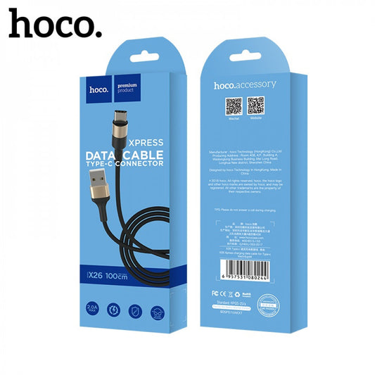 USB C cable 2A (1m) – Hoco X26 – Black&Gold
