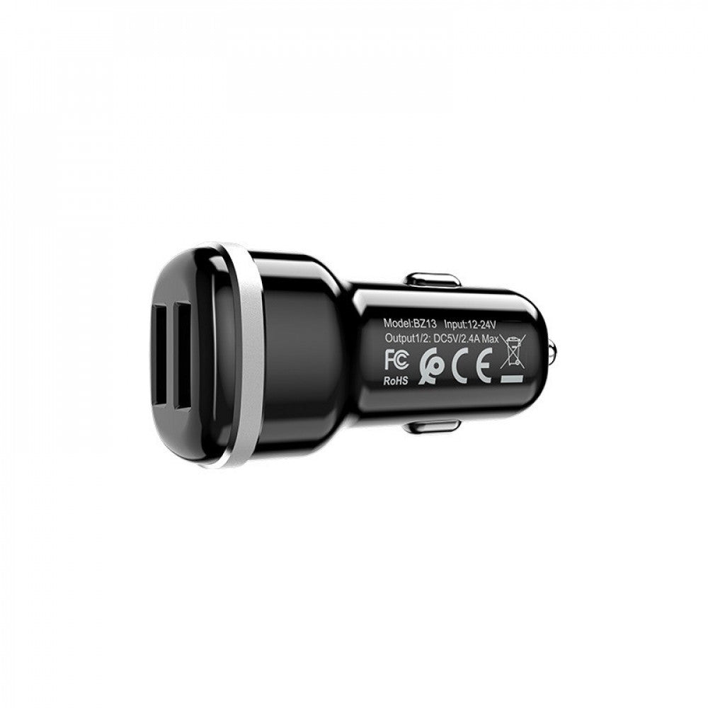 Car Charger | 2.4A | QC3.0 | 2.4A | QC3.0 – Borofone BZ13 – Black