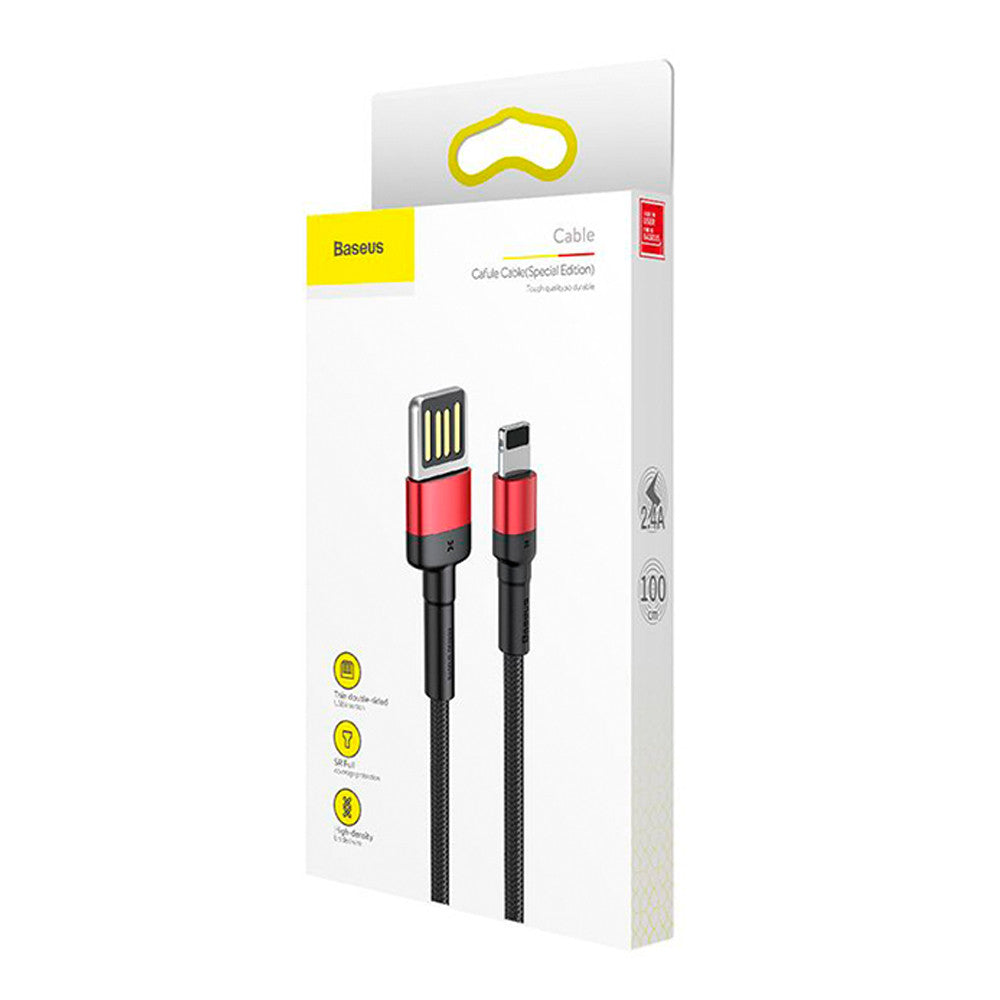 Lightning cable 2.4A (1m) – Baseus (CALKLF-G91) Cafule Series (special edition) Red & Black – CALKLF-G91 Red + Black
