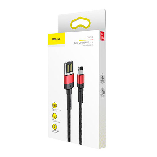 Lightning cable 2.4A (1m) – Baseus (CALKLF-G91) Cafule Series (special edition) Red & Black – CALKLF-G91 Red + Black