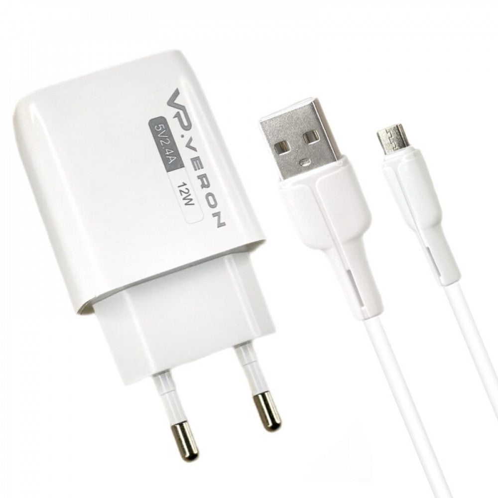 Home Charger | 2.4A | 2U | Micro Cable (1m) – Veron AC62M