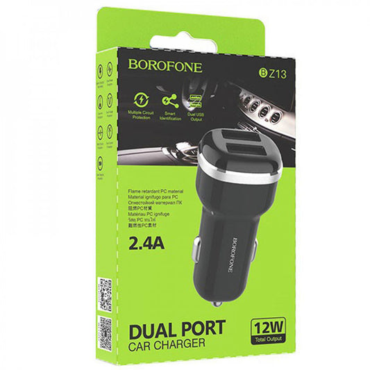Car Charger | 2.4A | QC3.0 | 2.4A | QC3.0 – Borofone BZ13 – Black