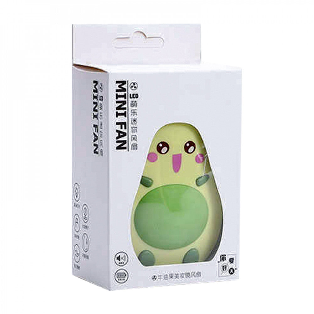 Avocado Portable Mini Fan + LED Mirror - Green Brown