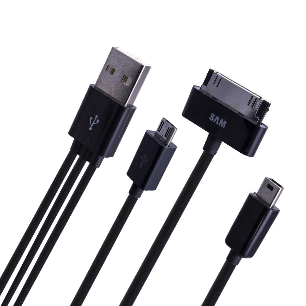 Car Charger | 2.1A | 1U | 4 in 1 Cable (1m) – Parmp (UCP-05M) Black