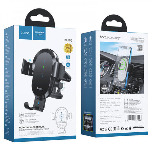 Car Holder Hoco CA105 Guide three-axis linkage wireless charging – black