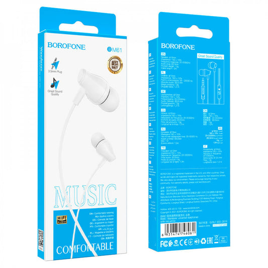 Headphones with microphone 3.5mm – Borofone BM61 Wanderer – White