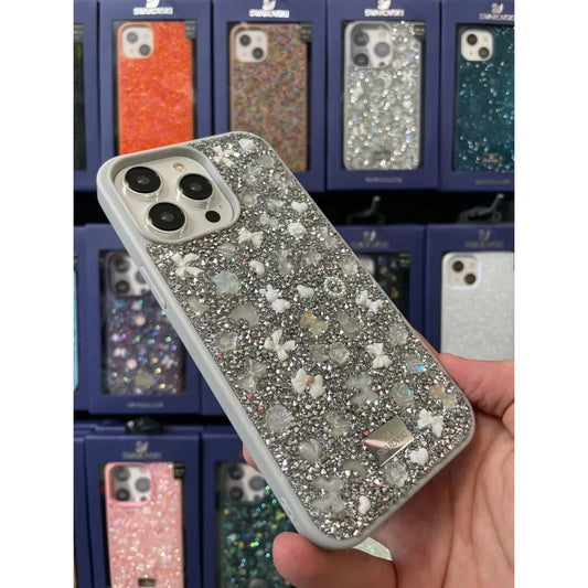 Bling World Swarovski Case (TPU) for iPhone 15 Pro Max - White Titanium