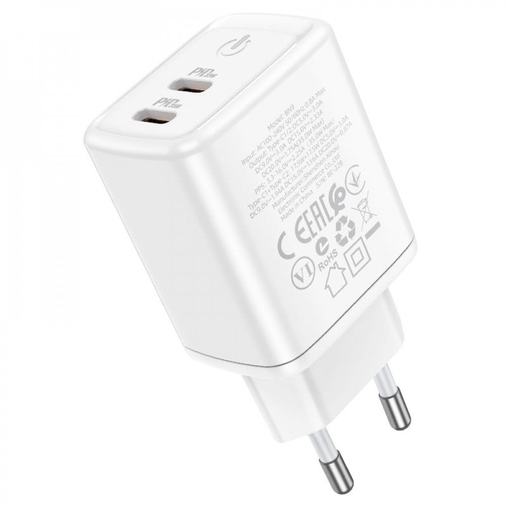 Home Charger | 35W | 2 PD3.0 | C to C Cable (1m) – Borofone BN9 – White