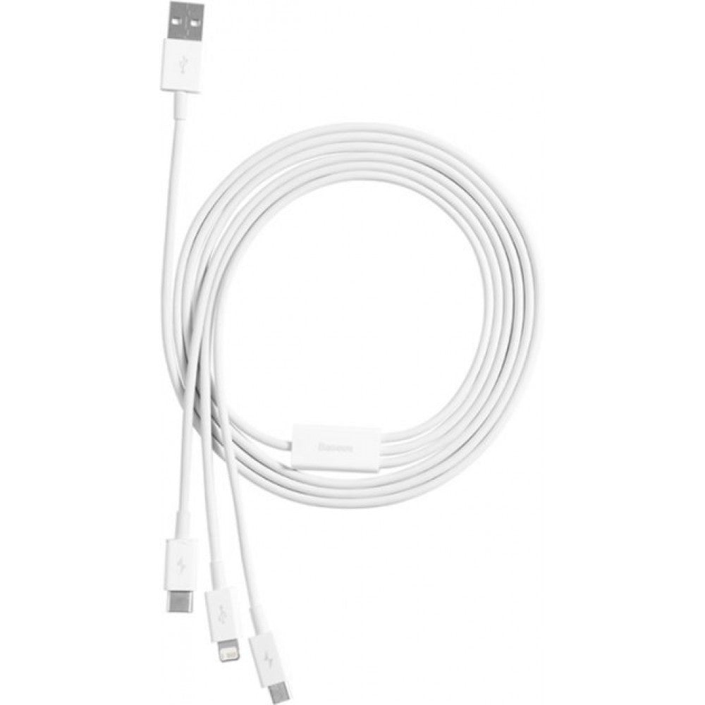 Cable 3 in 1 (L, M, C) 3.5A (1.5m) – Baseus (CAMLTYS-02) Superior Series – CAMLTYS-02 White