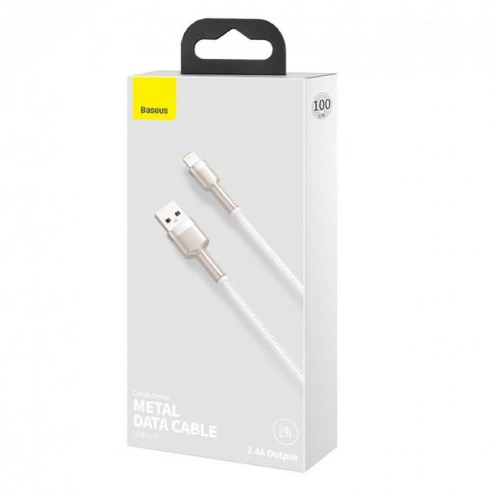 Lightning cable 2.4A (1m) – Baseus (CALJK-A) Cafule Series Metal – CALJK-A02 White