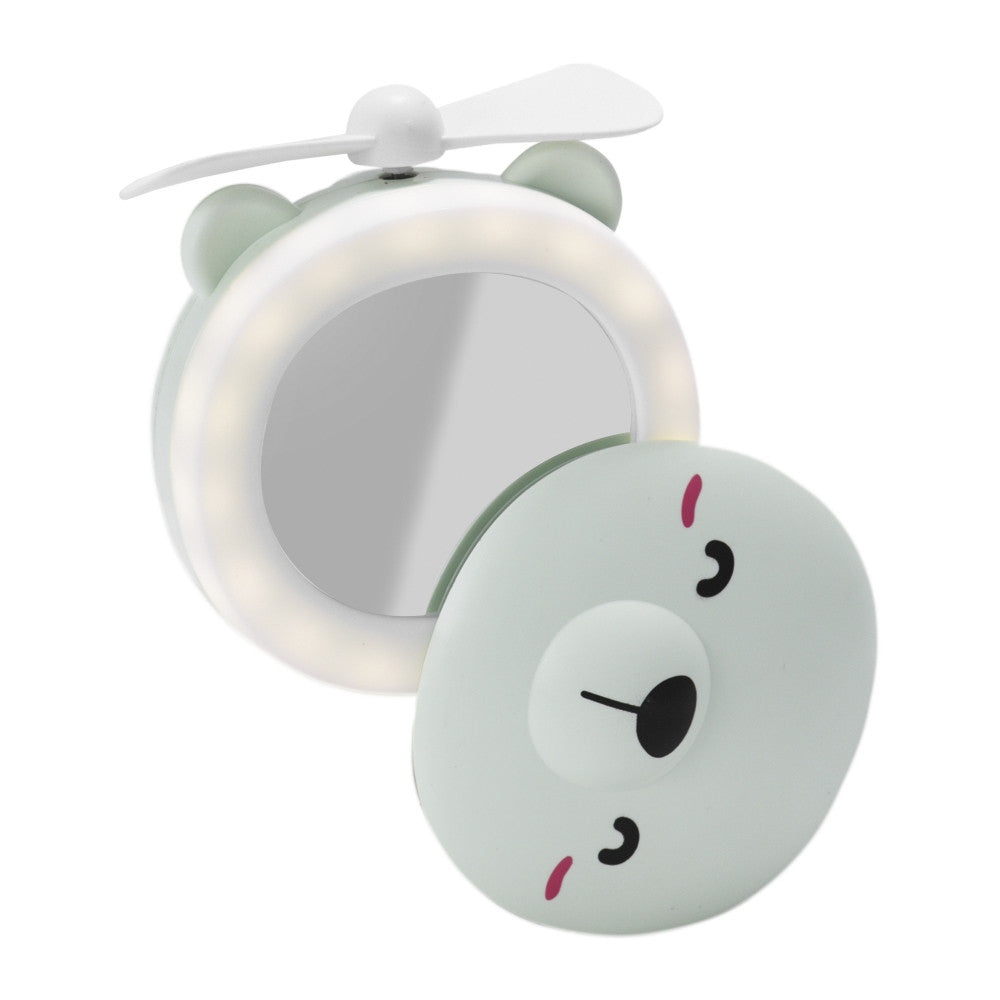 Mini Fan with Mirror and LED Lights – Design 1