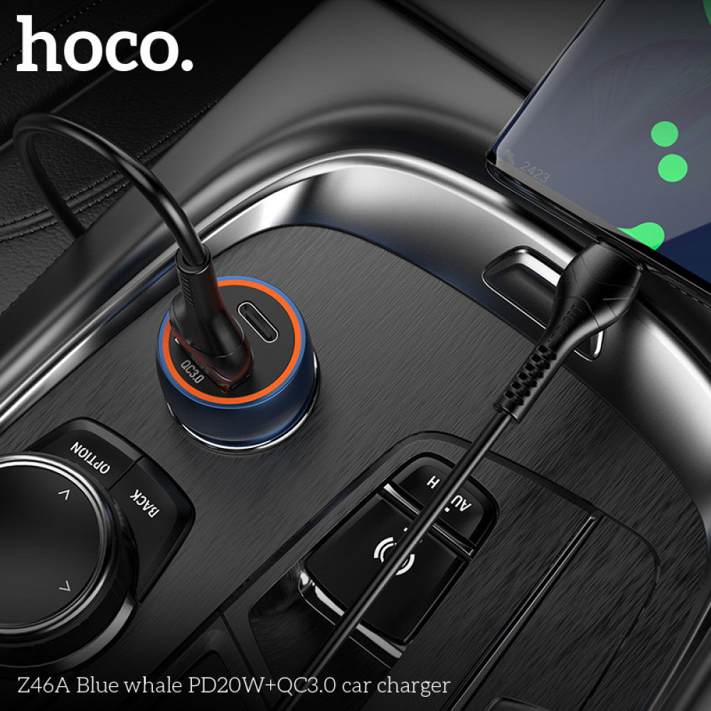 Car Charger | 20W | PD | QC3.0 – Hoco Z46A – Metal Gray