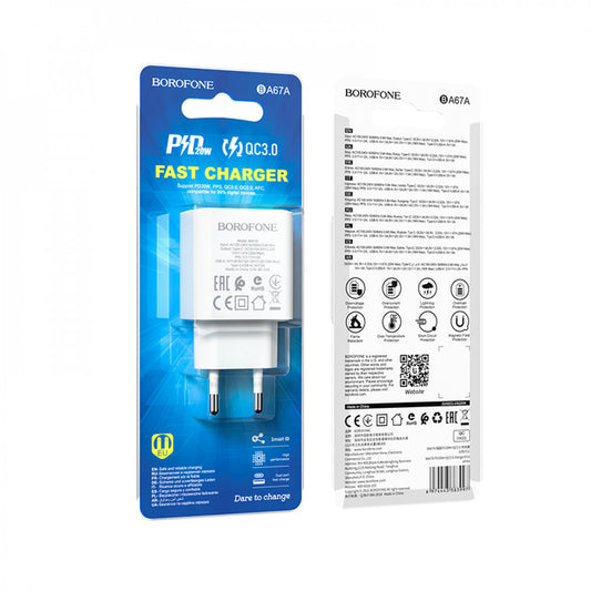 Home Charger | 20W | PD | QC3.0 – Borofone BA67A – White