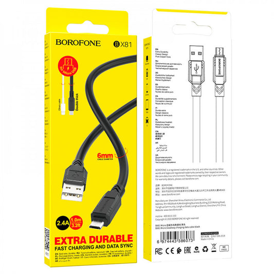 Cable Micro 2.4A (1m) – Borofone BX81 – Black