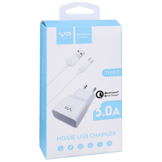 Home Charger | 2.0A | QC2.0 | USB C Cable (1m) – Veron AD-19C