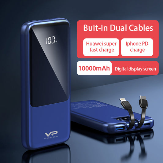Power Bank 10000 mAh PD – Veron PS1 & Type C 22.5w & Lightning 20w Cables – Black