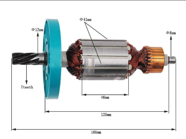 Makita HM 0810T AC220V demolition hammer motor armature d41 L126 165 t7