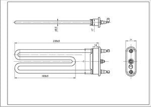 Tank heater for washing machine TPD 240-SG-2050 Thermowatt L=240mm 2050W