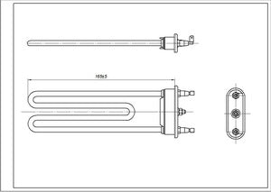 Tank for Indesit/Ariston washing machine C00094715 TPO 165-SG-1700 Kawai L=165mm 1700W