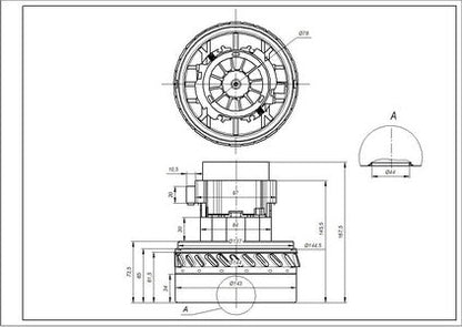 Двигун для мийного пилососа Samsung DJ31-00114A 061300447 Ametek D=143/78 mm H=73/168 mm 1600 W