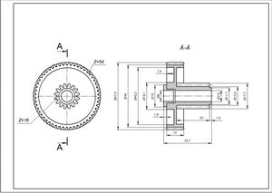 Gear small (with sleeve) D=17.5/45mm, H=23.5/12(33.4)mm for a grinder (universal)