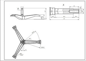 Drum cross for Samsung washing machine DC97-11292A L shaft=97mm, shaft for M10 pulley bolt