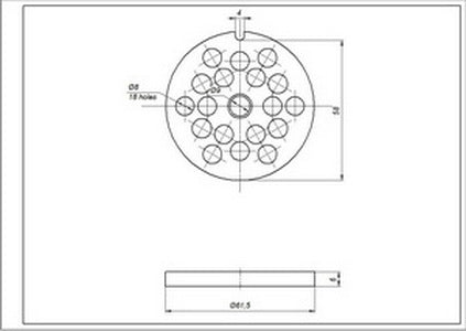 Grille (sieve) 8mm for meat grinder Zelmer \ Bosch NR8 86.3162 00755475 (ZMMA188X)