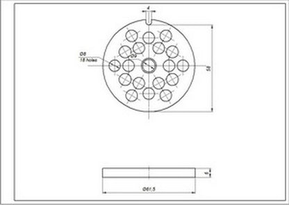 Grille (sieve) 8mm for meat grinder Zelmer \ Bosch NR8 86.3162 00755475 (ZMMA188X)